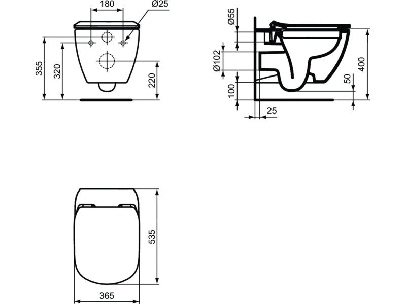 Купить Унитаз подвесной Ideal Standard Tesi rimless T350301