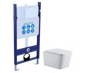 SET AQUATEK ЛИБРА N-14: Рама AQUATEK Standard INS-0000014 без клавиши и крепежа + Унитаз ЛИБРА New AQ0530N-00 с тонким сиденьем soft-close