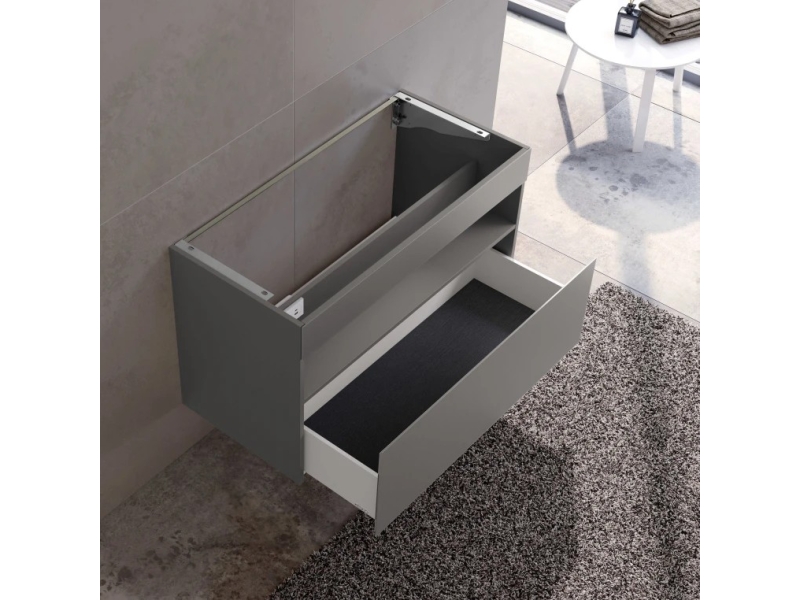 Купить 32872290100 STAGELINE Тумба под умывальник 1000x625x490 mm, 1 выдвижной фронтальный ящик, вкл. пластиковый сифон 1 1/4 x 32, Инокс матовый/Инокс матов