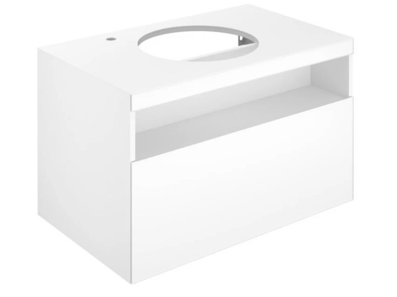 Купить 32864300100 STAGELINE Тумба под умывальник 800x550x490mm,1 ящик,oтверстие под смеситель слева,с освещением,pозеткa и USB,пластиковый сифон,цв.белый