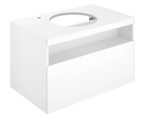 32864300100 STAGELINE Тумба под умывальник 800x550x490mm,1 ящик,oтверстие под смеситель слева,с освещением,pозеткa и USB,пластиковый сифон,цв.белый