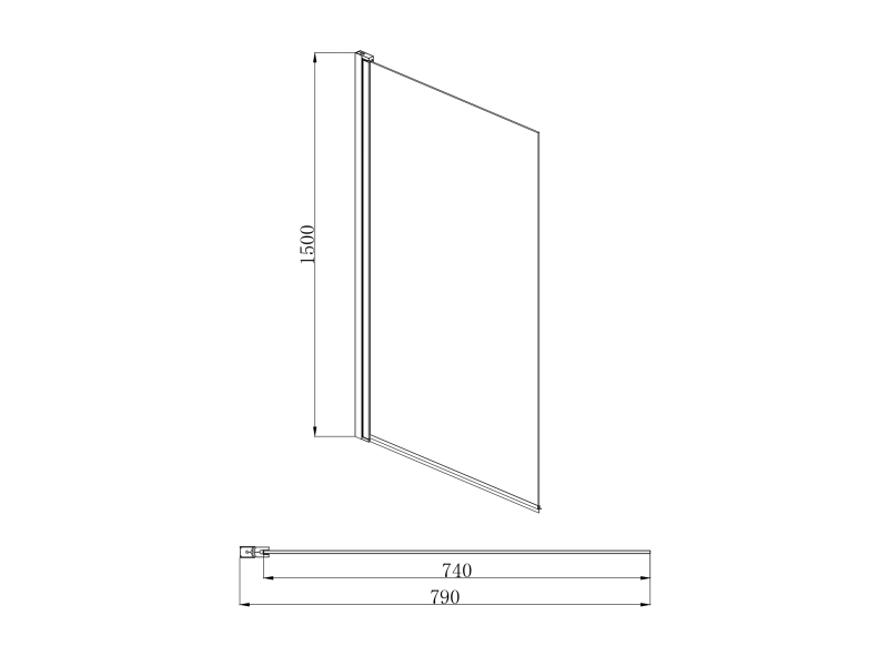 Купить AQ NAP 6211-80 Шторка на ванну, одноэлементная, поворотная 800X1500 профиль хром, стекло прозрачное