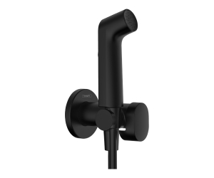 Комплект для гигиенического душа встроенный Hansgrohe Bidette 1jet S со шлангом и держателем, матовый черный (внешняя часть) 29232670
