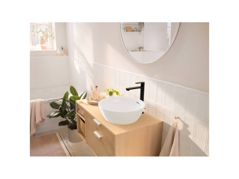 Купить Смеситель для накладной раковины Hansgrohe Rebris S 240 CoolStart со сливным гарнитуром, черный матовый 72580670