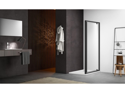 AQ ARI PI 10020BL Душевая дверь, распашная 1000x2000 профиль черный, стекло прозрачное