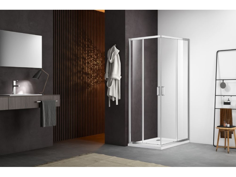 Купить AQ NAA 1142-90 Душевой уголок квадратный, двери раздвижные 900x900x2000 профиль хром, стекло прозрачное