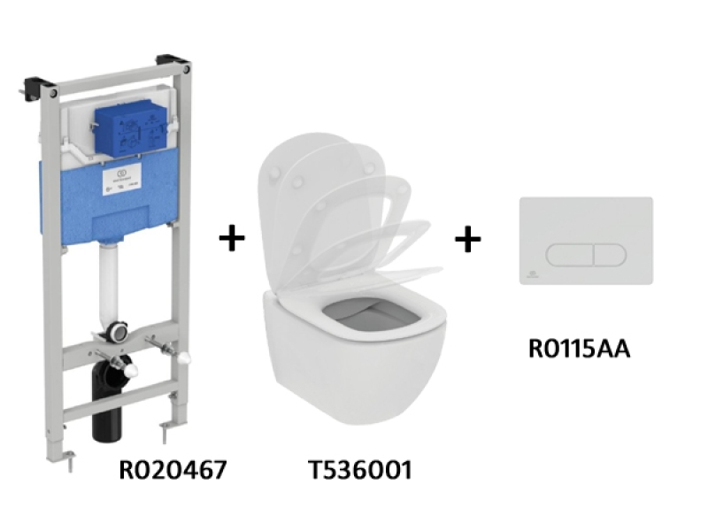 Купить TT00003/115AA CЕТ Промо-комплект Tesi T536001 Подвесной унитаз + Сиденье; R020467 Инсталляция; панель смыва R0115AA В ПОДАРОК