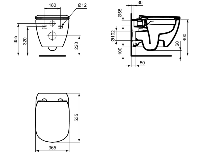 Купить TT00003/123JG CЕТ Промо-комплект Tesi T536001 Подвесной унитаз + Сиденье; R020467 Инсталляция; панель смыва R0123JG В ПОДАРОК
