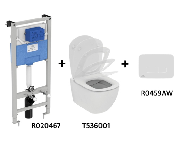 Купить TT00003/459AW CЕТ Промо-комплект Tesi T536001 Подвесной унитаз + Сиденье; R020467 Инсталляция; панель смыва R0459AW В ПОДАРОК