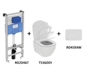 TT00003/459AW CЕТ Промо-комплект Tesi T536001 Подвесной унитаз + Сиденье; R020467 Инсталляция; панель смыва R0459AW В ПОДАРОК