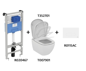 TT00002/115AC CЕТ Промо-комплект Tesi T007901 Подвесной унитаз; T352701 Сиденье; R020467 Инсталляция; панель смыва R0115AC В ПОДАРОК