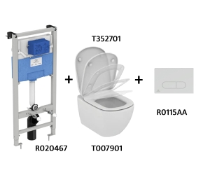 TT00002/115AA CЕТ Промо-комплект Tesi T007901 Подвесной унитаз; T352701 Сиденье; R020467 Инсталляция; панель смыва R0115AA В ПОДАРОК
