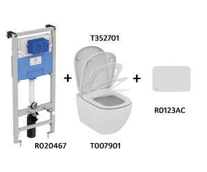 TT00002/123AC CЕТ Промо-комплект Tesi T007901 Подвесной унитаз; T352701 Сиденье; R020467 Инсталляция; панель смыва R0123AC В ПОДАРОК