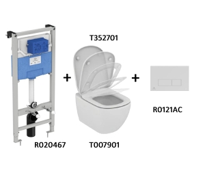 TT00002/121AC CЕТ Промо-комплект Tesi T007901 Подвесной унитаз; T352701 Сиденье; R020467 Инсталляция; панель смыва R0121AC В ПОДАРОК