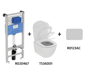 TT00003/123AC CЕТ Промо-комплект Tesi T536001 Подвесной унитаз + Сиденье; R020467 Инсталляция; панель смыва R0123AC В ПОДАРОК