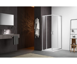 AQ NAA 1142-80 Душевой уголок квадратный, двери раздвижные 800x800x2000 профиль хром, стекло прозрачное