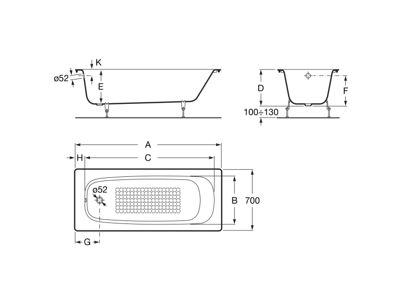 Купить Ванна Roca Continental 140х70 anti-slip 212914001
