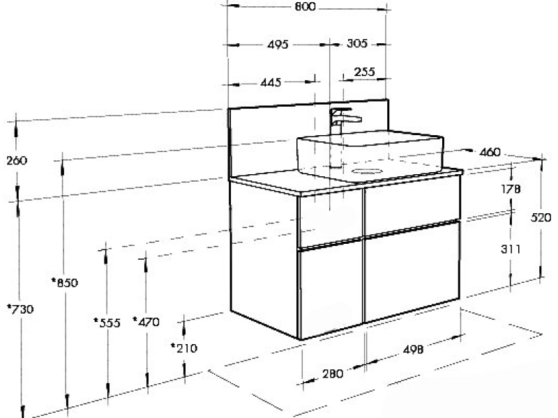 Купить 1A2568K4MIX30 Набор: 1A256801MIX30 Тумба-умывальник Мишель 80 Дуб Рустикальный/ 1A73313KLK010 Раковина Лола/ 1A253203MIX40 Керамогранит