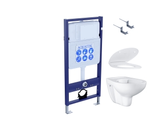 SET Комплект 4 в 1 (Aquatek рама Standart INS-0000012 с крепежом KDI-0000002 + Grohe Bau Ceramic унитаз 39427000 с сиденьем (с микролифтом) 39493000)