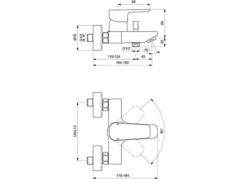 Купить Смеситель Ideal Standard Ceraplan III B0718AA для ванны и душа