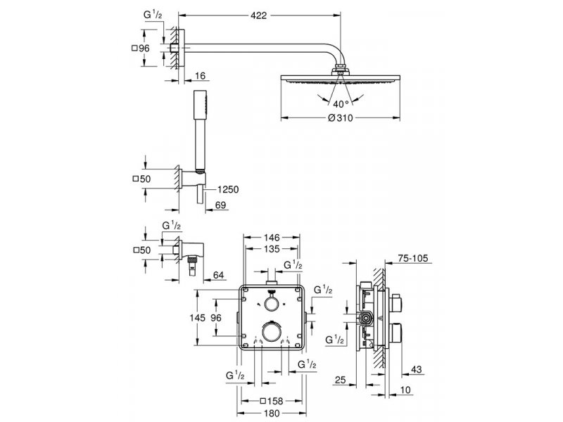 Купить Душевая система Grohe Rainshower Cosmopolitan 34730000, хром