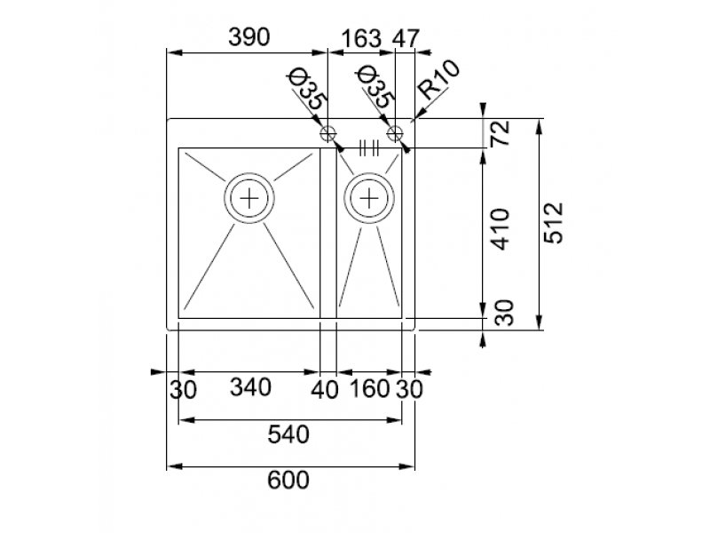 Купить Мойка Franke PLANAR PPX 260 TL, 127.0198.354, установка сверху, SlimTop, нержавеющая сталь, полированная, 60*51,2 см