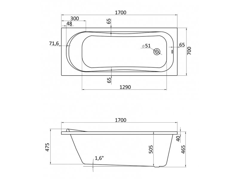 Купить Ванна акриловая Santek Тенерифе XL 160 х 70 см, 1.WH30.2.357, белая