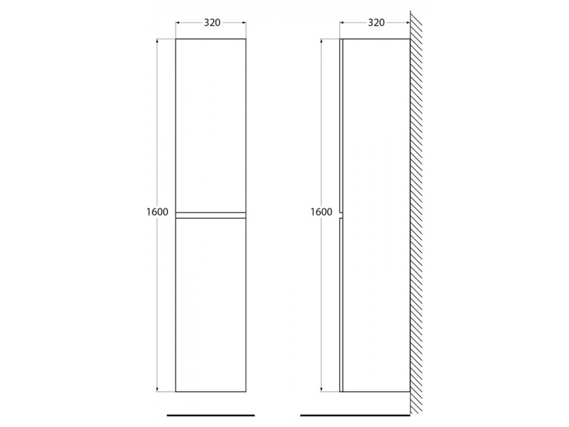 Купить Шкаф-пенал BelBagno Albano-1600 ALBANO-1600-2A-SC-BL-P, 32 х 160 см, цвет Bianco Lucido
