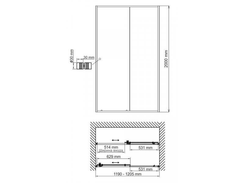 Купить Душевая дверь WasserKRAFT 44S05, универсальная, 120 х 200 см