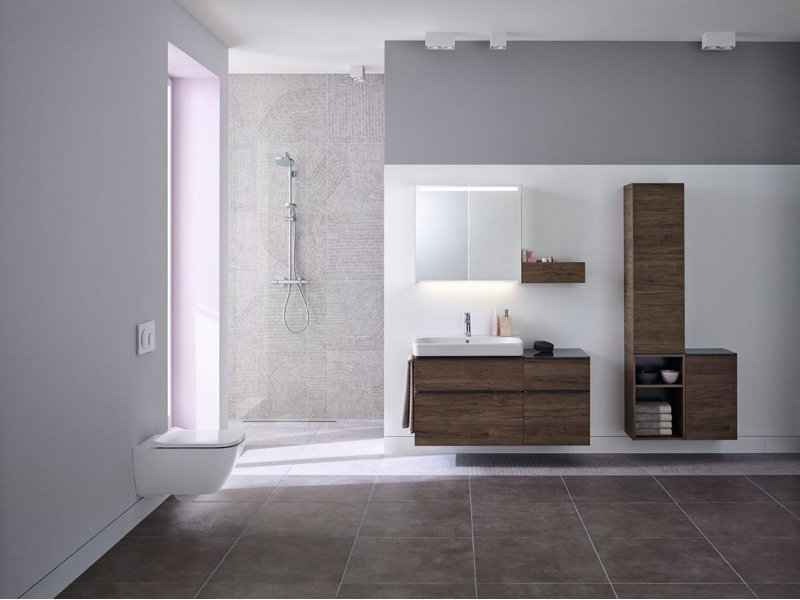 Купить Набор мебели Geberit Smyle Square 60 см, 529.352.JR.6, цвет пекан, комплект Идеальная тройка