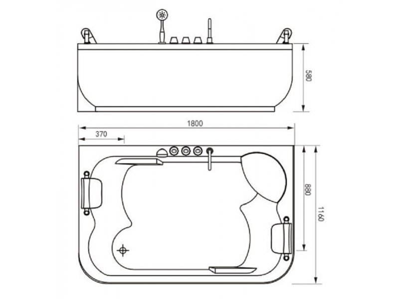 Купить Ванна гидромассажная акриловая Gemy G9085 O L/R, 180 х 116 см