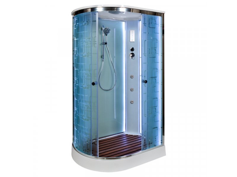 Купить Душевая кабина Deto Em EM1512 L/R LED гм 120 x 80 см, с крышей, с Led подсветкой, с гидромассажем