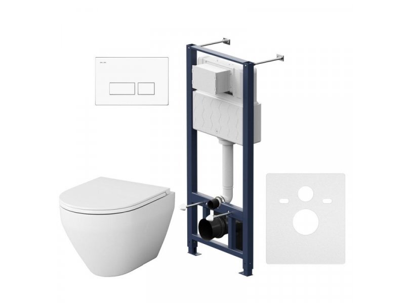 Купить Инсталляция Am.Pm Spirit V2.0, IS47001.701700 с безободковым унитазом Spirit V2.0 FlashClean, клавиша Pro S белая, крышка микролифт