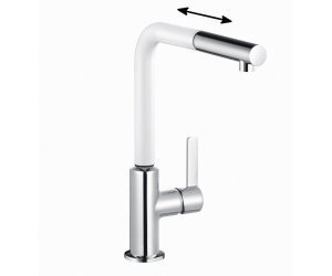 Смеситель Kludi L-Ine 408519375 для кухонной мойки, с выдвижным изливом, цвет хром-белый матовый