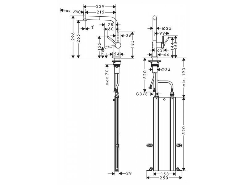 Купить Кухонный смеситель Hansgrohe Talis M54 72809000, с вытяжным изливом, в комплекте с коробом sBox для шланга, хром