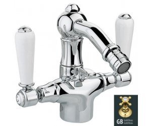 Смеситель Nicolazzi P.M. Blanc 1434GB78 для биде, ручка белая керамика, гальваническое золото