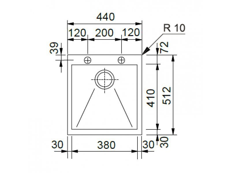 Купить Мойка Franke PLANAR PPX 210-44 TL, 127.0203.470, установка сверху, SlimTop, нержавеющая сталь, полированная, 44*51,2 см