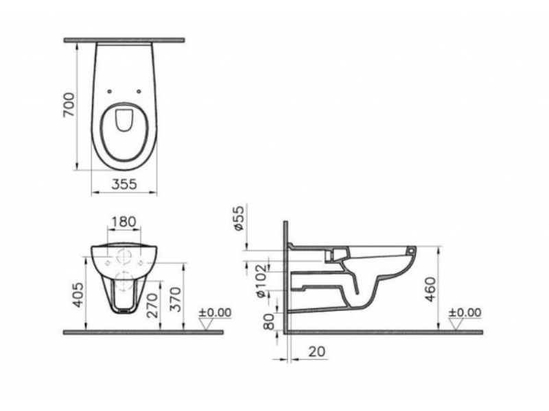Купить Подвесной унитаз Vitra Conforma Special Needs 5813B003-0075 35.5x70 см